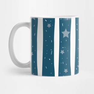 Blue Vintage stripes with light blue stars Mug